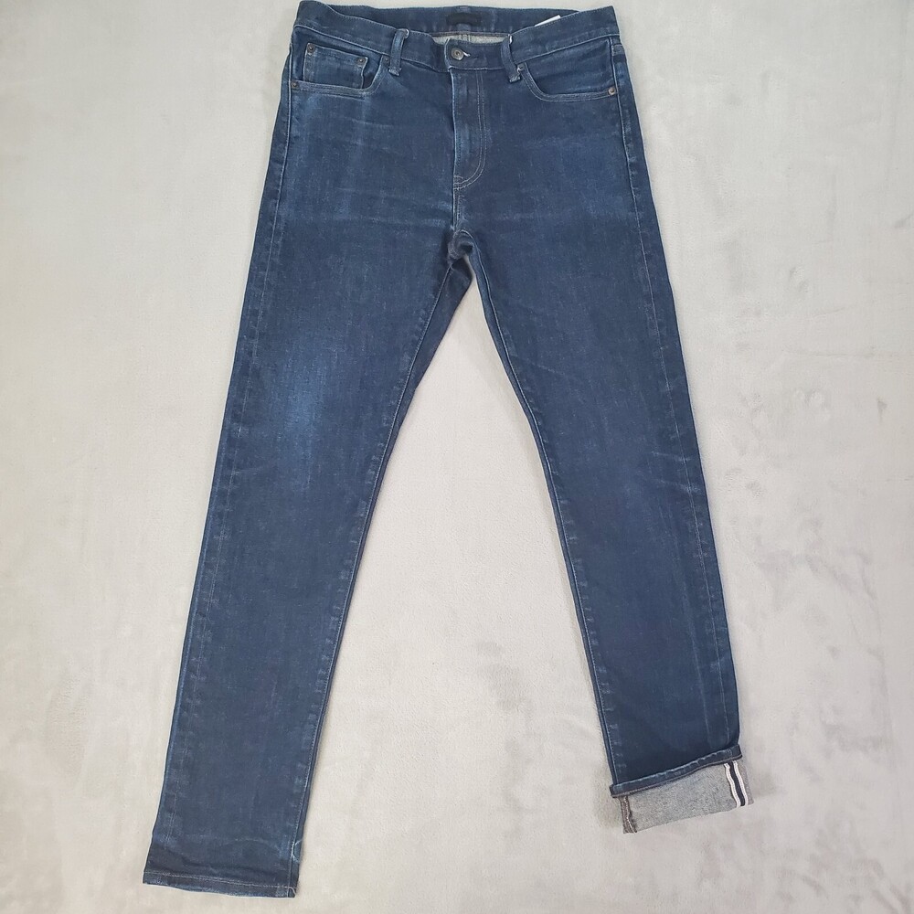 Uniqlo Selvedge Jeans Mens 32x32 Slim Straight Blue Stretch Kaihara Denim